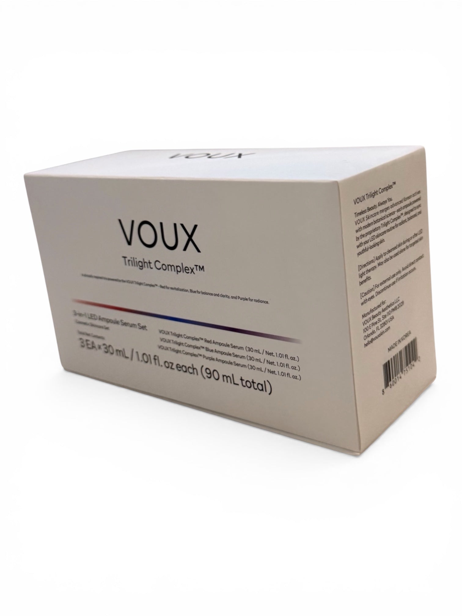 VOUX Trilight Complex 3-in-1 skincare system box