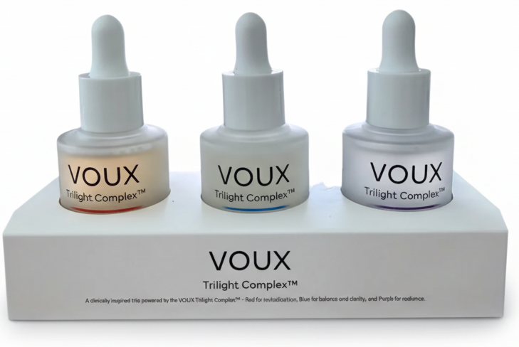 VOUX Trilight Complex 3-in-1 Korean Ampoule Set, Red Purple and Blue ampoule serum bottles