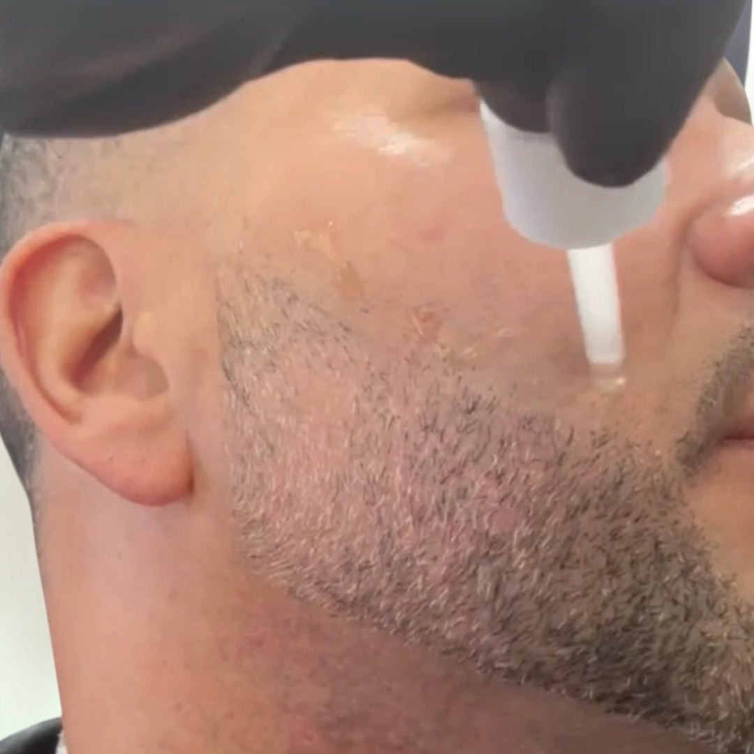 VOUX Blue Ampoule applied at the barbershop